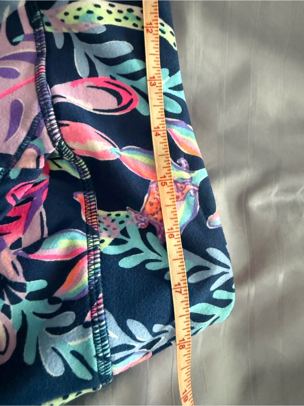 Lilly Pulitzer Navy Mini Skirt with Pink, Mint & Coral Leaf Print - Picture 8 of 8